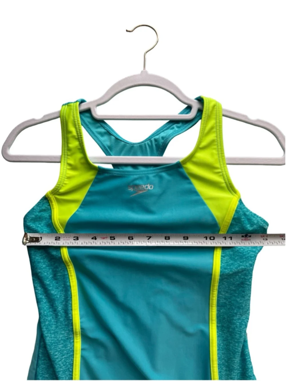 Speedo Teal with Neon Yellow Athletic One-Piece Swimsuit Size XL Beach Vacation